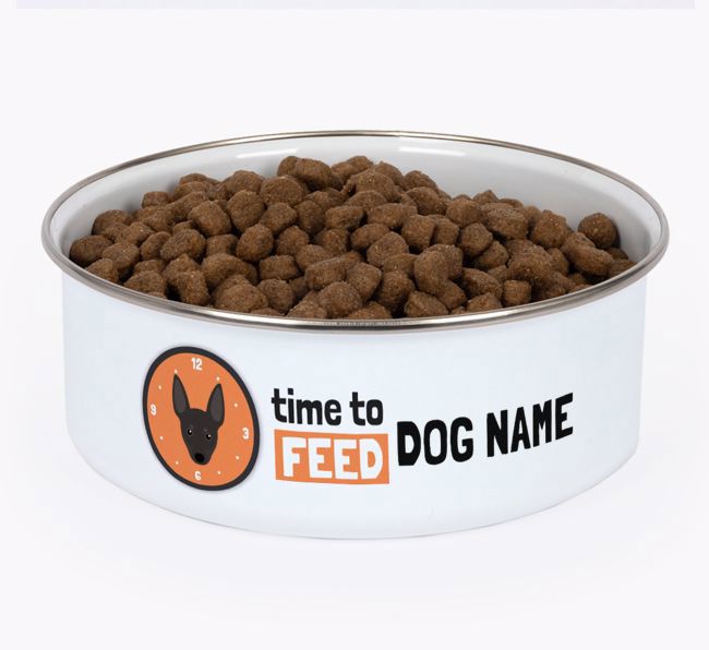 Time To Feed: Personalized {breedFullName} Enamel Dog Bowl